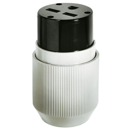 BRYANT Straight Blade Devices, Female Connector, HD, Straight, 30A 250V, 2-Pole 3- Wire Grounding, 6-30R 9630NC